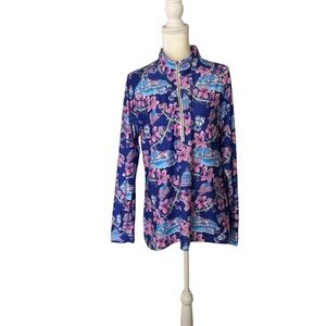 Kaeli Smith Vibrant Blue and Pink Long Sleeve sweater